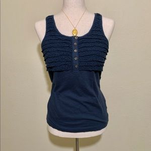 J. Crew Blue Tank Top with Eyelet Lace